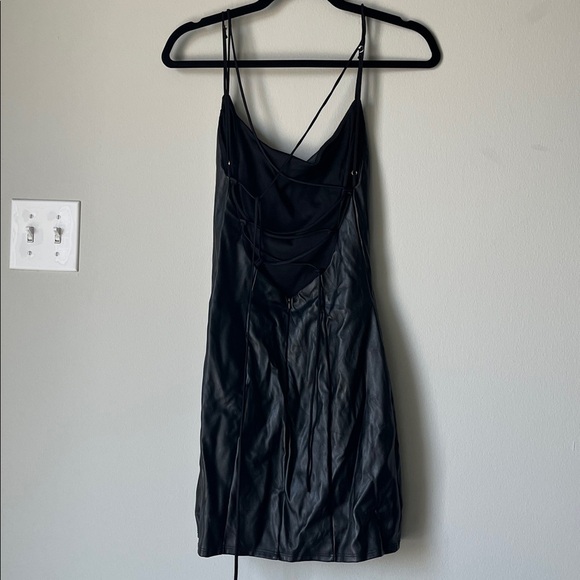 Black Leather Mini Dress - Picture 3 of 5
